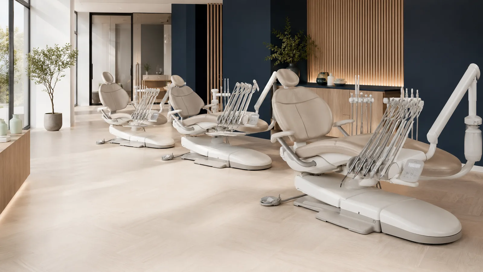 Showroom de fauteuils dentaires A-dec de différentes gammes